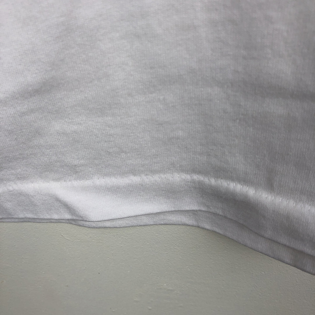 Vintage 90'S Hanes printed T-shirt, made in the USA, size L for men cotton white type Vintage Second Hand