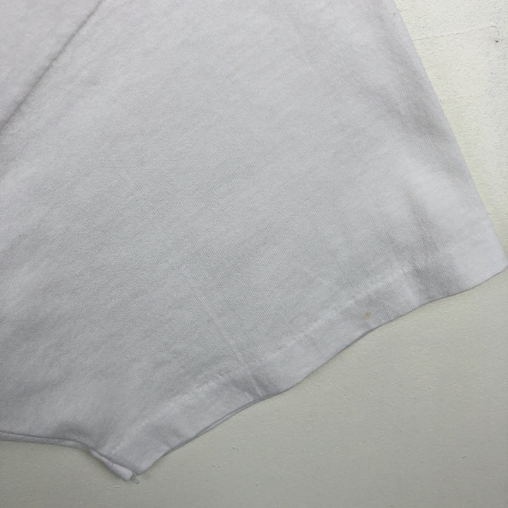 Vintage 90'S Hanes printed T-shirt, made in the USA, size L for men cotton white type Vintage Second Hand