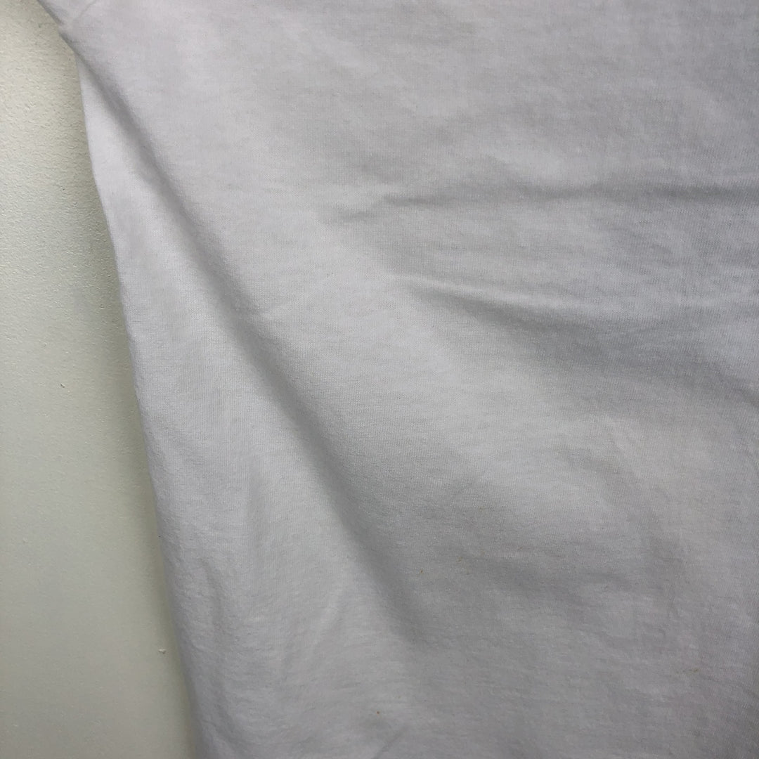 Vintage 90'S Hanes printed T-shirt, made in the USA, size L for men cotton white type Vintage Second Hand