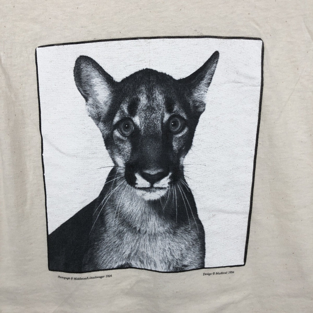 90'S Hanes BEEFY-T Printed T-shirt, Made in USA, Men's L size, Vintage cotton unbleached Vintage Second Hand