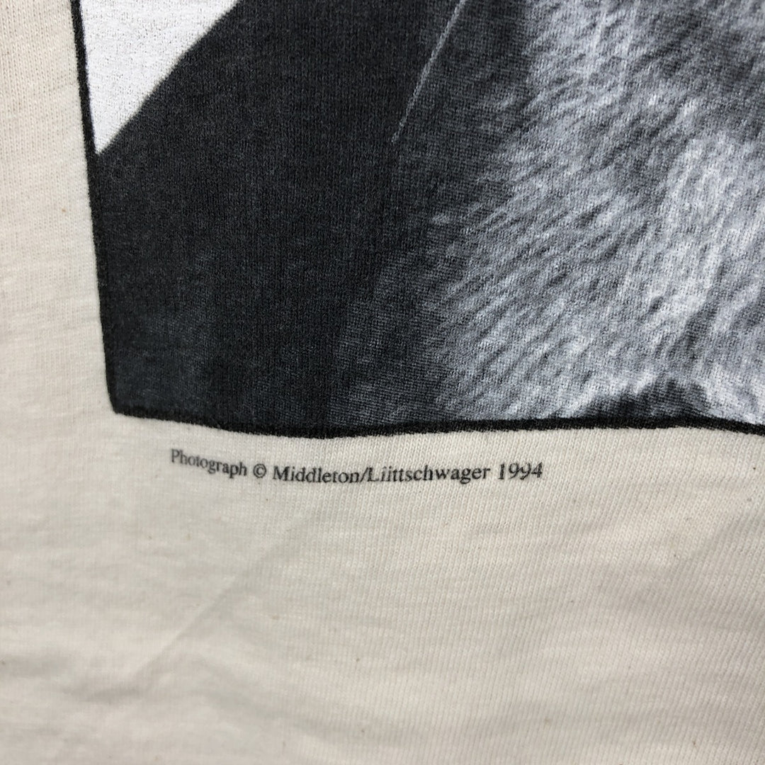 90'S Hanes BEEFY-T Printed T-shirt, Made in USA, Men's L size, Vintage cotton unbleached Vintage Second Hand