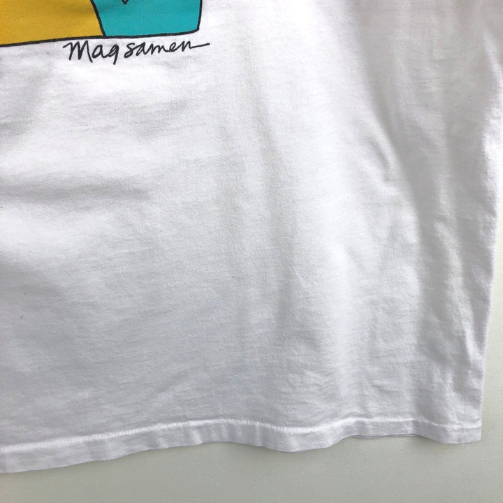 90'S GANGO GALLERY Printed T-Shirt, Made in USA, Men's XL equivalent, Vintage cotton white type Vintage Second Hand