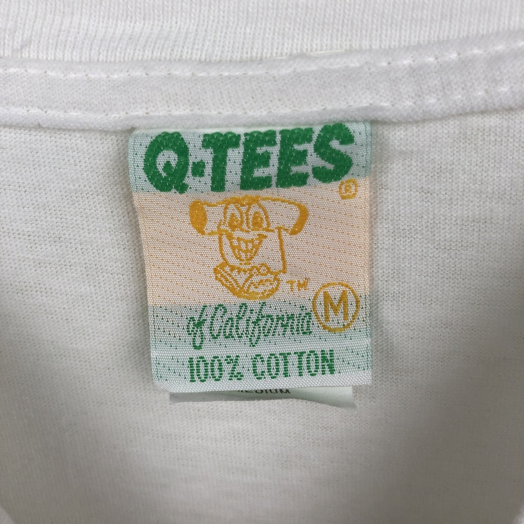 ~90'S Q TEES Floral Print T-Shirt, Men's Size M (Equivalent), Vintage cotton white type Vintage Second Hand