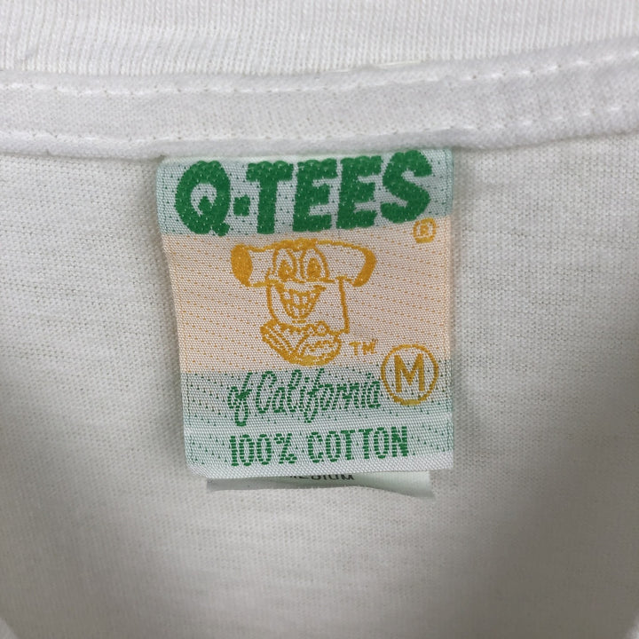 ~90'S Q TEES Floral Print T-Shirt, Men's Size M (Equivalent), Vintage cotton white type Vintage Second Hand