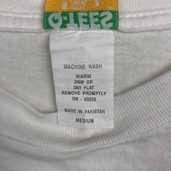 ~90'S Q TEES Floral Print T-Shirt, Men's Size M (Equivalent), Vintage cotton white type Vintage Second Hand