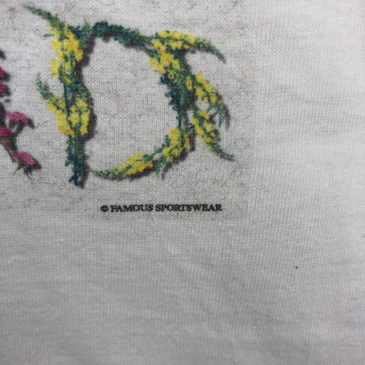 ~90'S Q TEES Floral Print T-Shirt, Men's Size M (Equivalent), Vintage cotton white type Vintage Second Hand