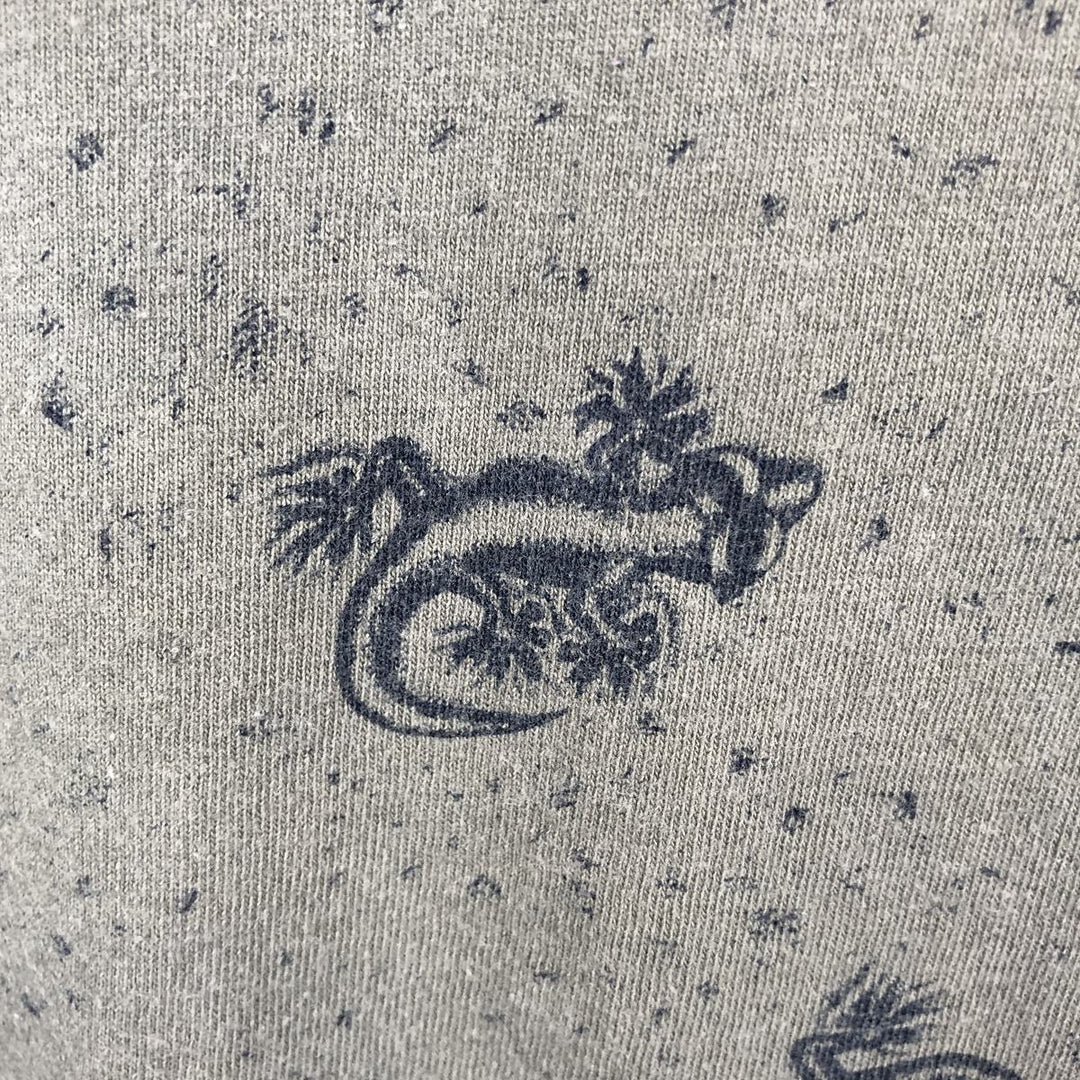 ~90'S Gecko Hawaii all-over print T-shirt, Made in USA, Men's size L equivalent, Vintage cotton dark green Vintage Second Hand