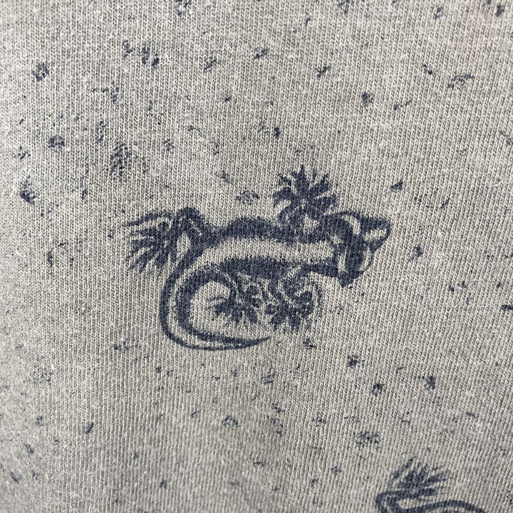 ~90'S Gecko Hawaii all-over print T-shirt, Made in USA, Men's size L equivalent, Vintage cotton dark green Vintage Second Hand