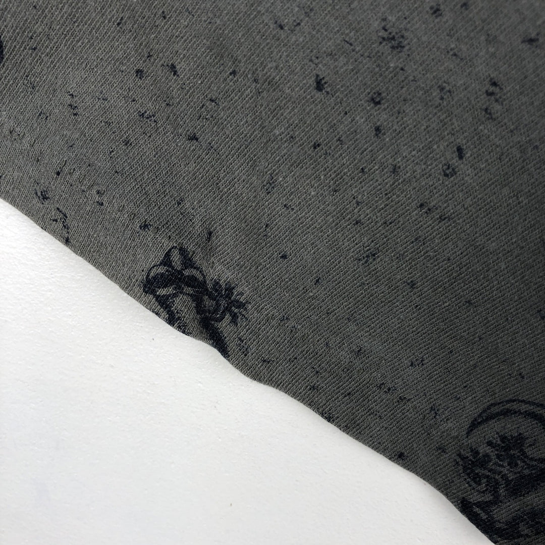~90'S Gecko Hawaii all-over print T-shirt, Made in USA, Men's size L equivalent, Vintage cotton dark green Vintage Second Hand