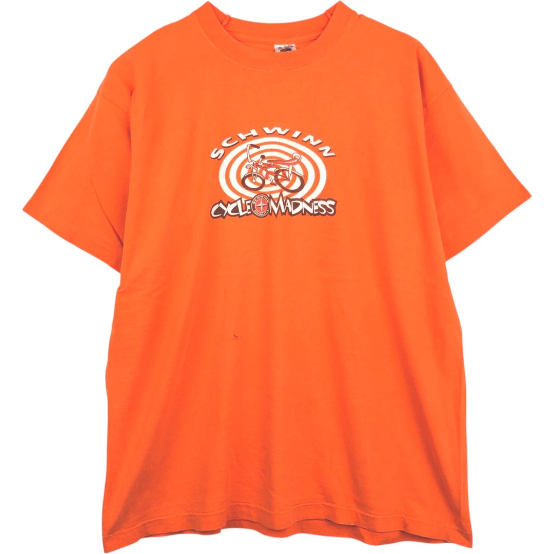 Fruit of the Loom Print T-Shirt, Made in USA, Men's XL cotton orange type Vintage Second Hand