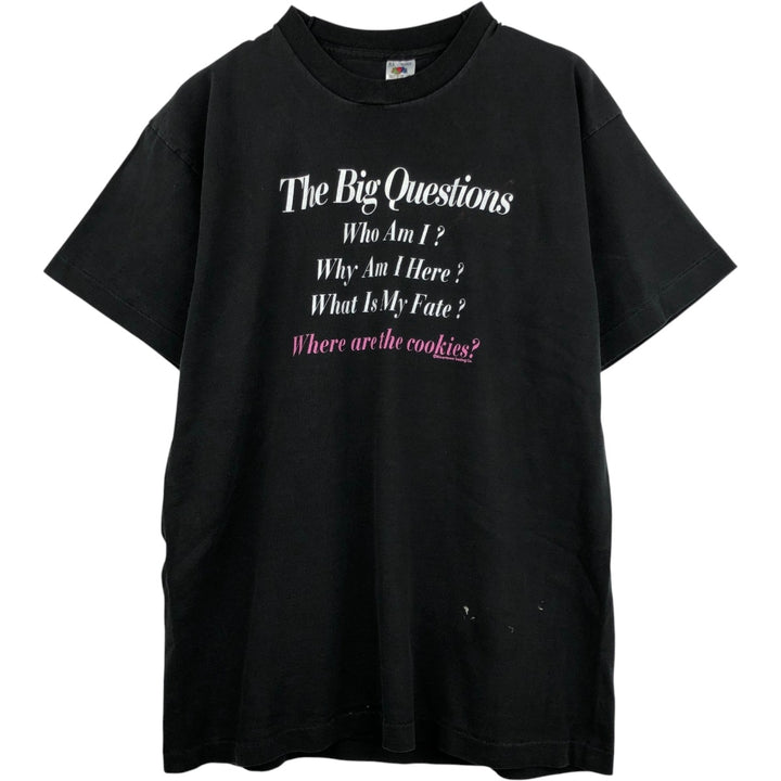 Fruit of the Loom message print T-shirt, made in USA, men's size XL equivalent, vintage. cotton black type Vintage Second Hand