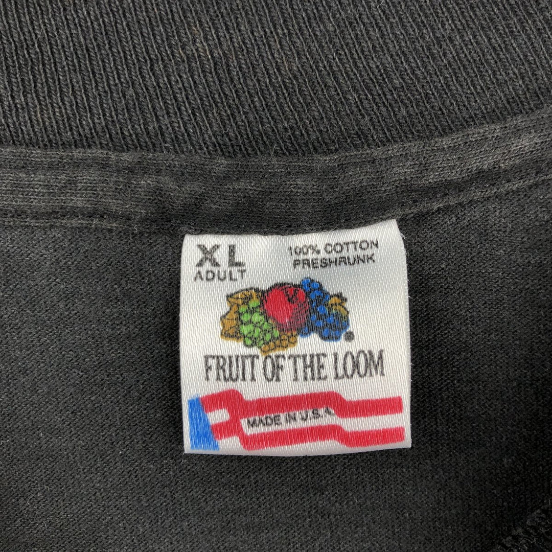 Fruit of the Loom message print T-shirt, made in USA, men's size XL equivalent, vintage. cotton black type Vintage Second Hand