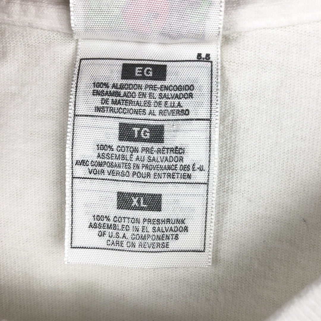 90s-00'S Fruit of the Loom Peacock Papers Print T-Shirt, Men's XL equivalent, Vintage cotton white type Vintage Second Hand