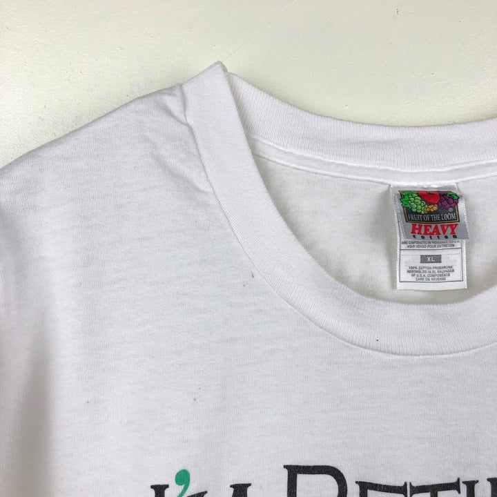 90s-00'S Fruit of the Loom Peacock Papers Print T-Shirt, Men's XL equivalent, Vintage cotton white type Vintage Second Hand