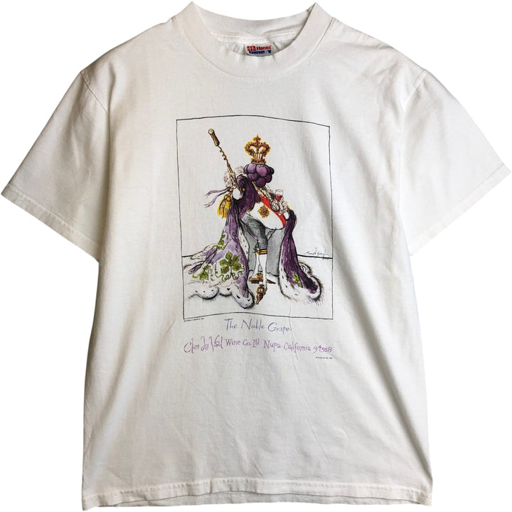 80'S Hanes COMFORT-T satirical art t-shirt, men's size M equivalent, vintage. cotton white type Vintage Second Hand