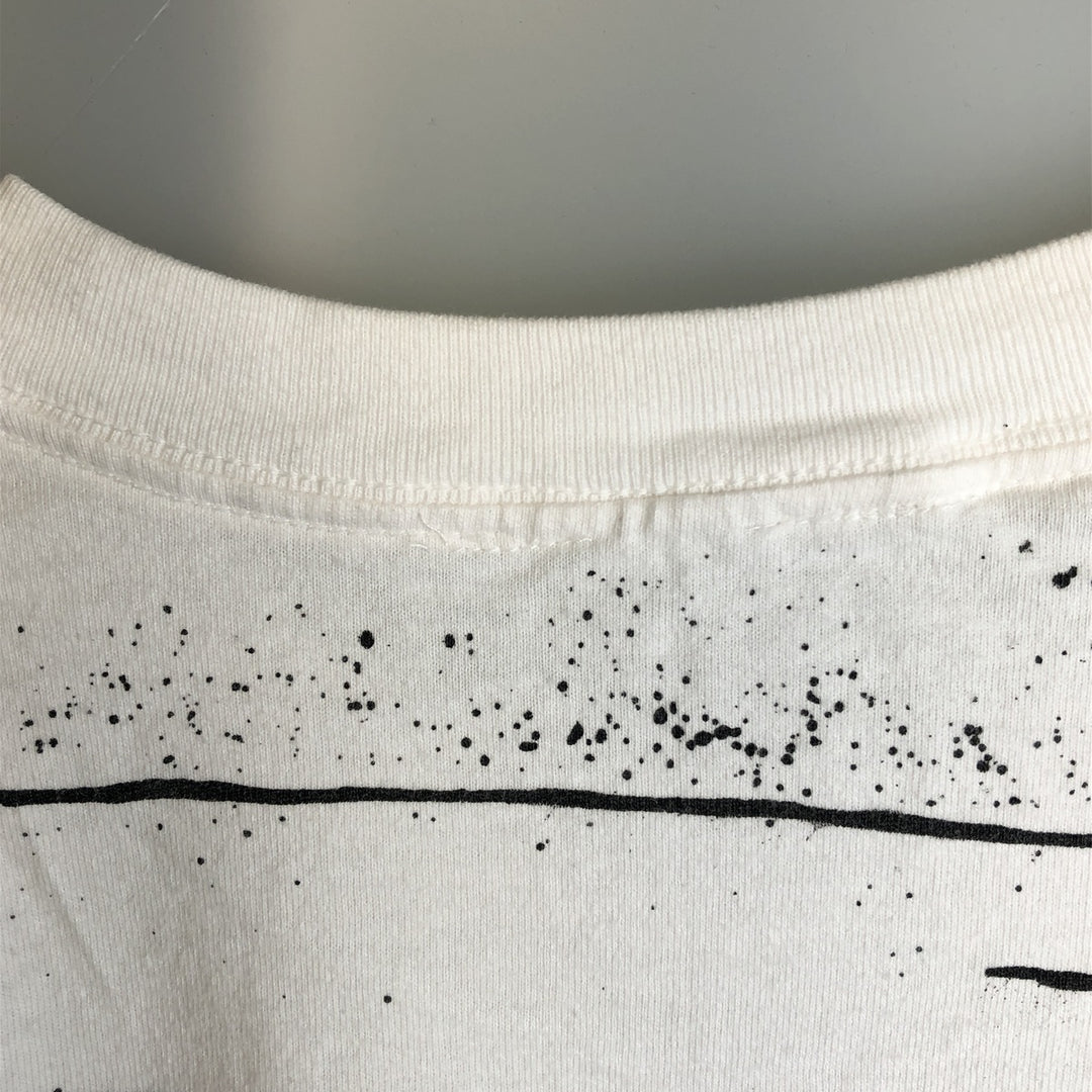 All-over print T-shirt, men's size XL. unclear white type Vintage Second Hand