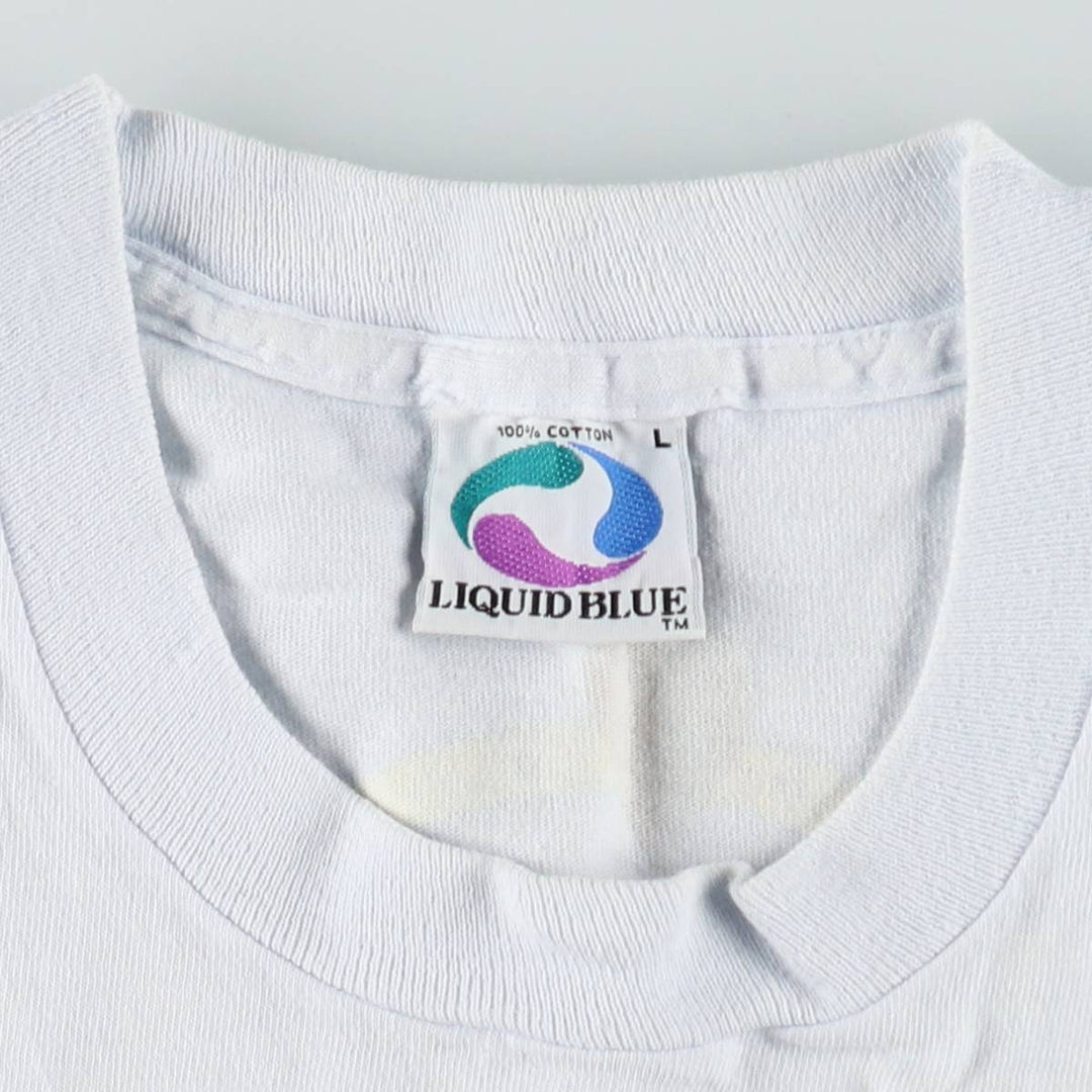 90'S Liquid Blue Tie-Dye Pattern Print T-Shirt, Made in USA, Men's Size L (Equivalent), Vintage cotton white type Vintage Second Hand