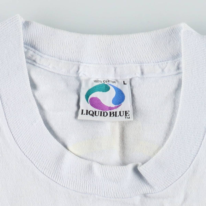 90'S Liquid Blue Tie-Dye Pattern Print T-Shirt, Made in USA, Men's Size L (Equivalent), Vintage cotton white type Vintage Second Hand