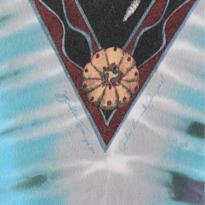 90'S Liquid Blue Tie-Dye Pattern Print T-Shirt, Made in USA, Men's Size L (Equivalent), Vintage cotton white type Vintage Second Hand