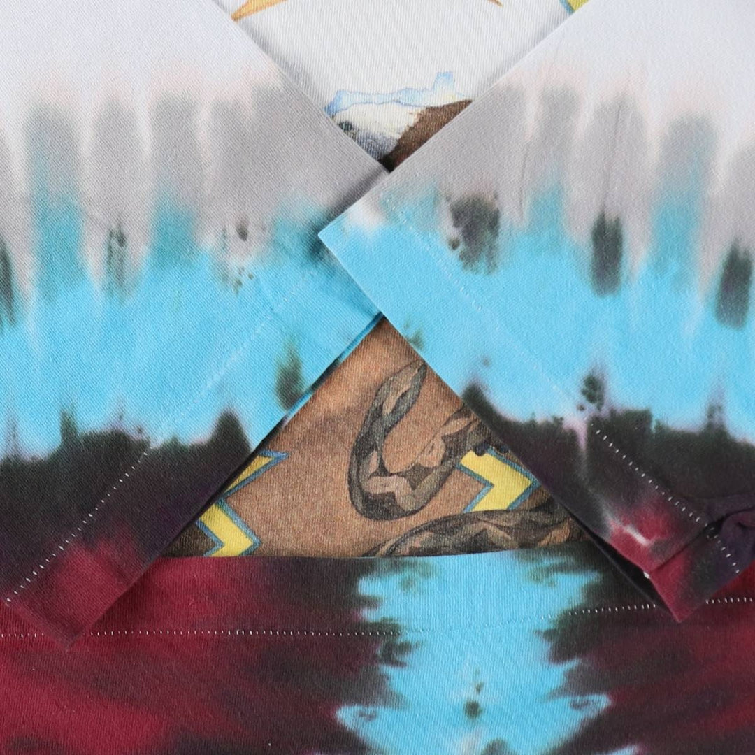 90'S Liquid Blue Tie-Dye Pattern Print T-Shirt, Made in USA, Men's Size L (Equivalent), Vintage cotton white type Vintage Second Hand
