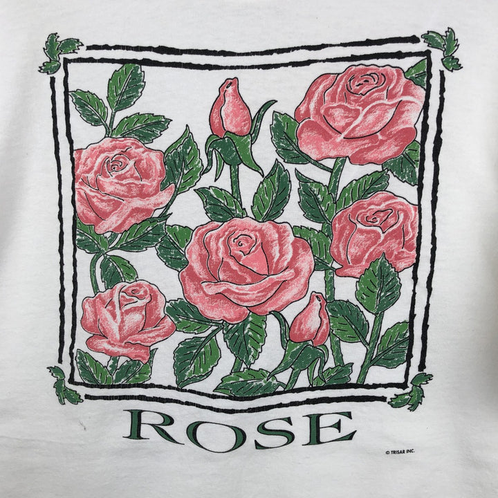 Vintage 90'S Hanes floral print T-shirt, made in the USA, men's size XL cotton white type Vintage Second Hand