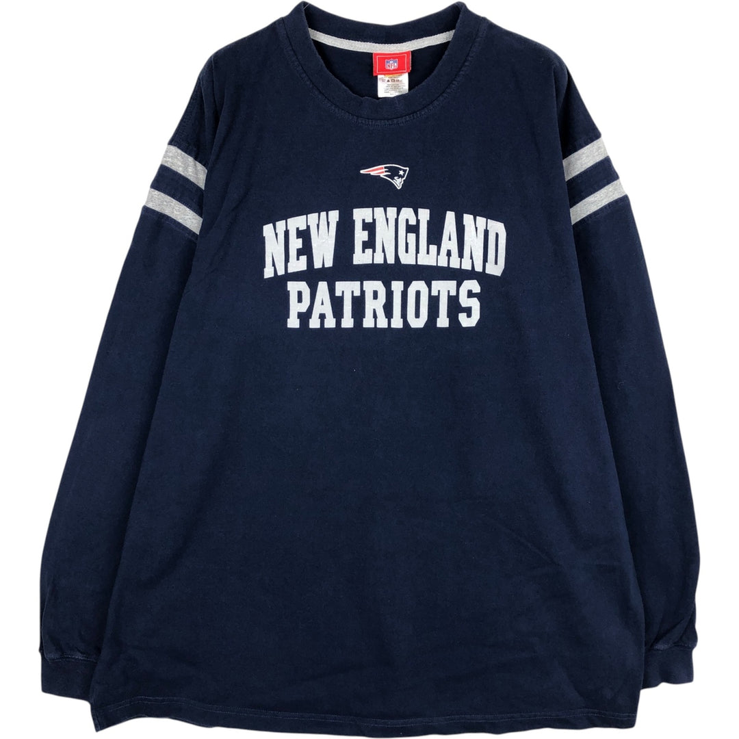 NFL New England Patriots Long-Sleeve T-Shirt (Men's Size XL) cotton navy blue type Vintage Second Hand