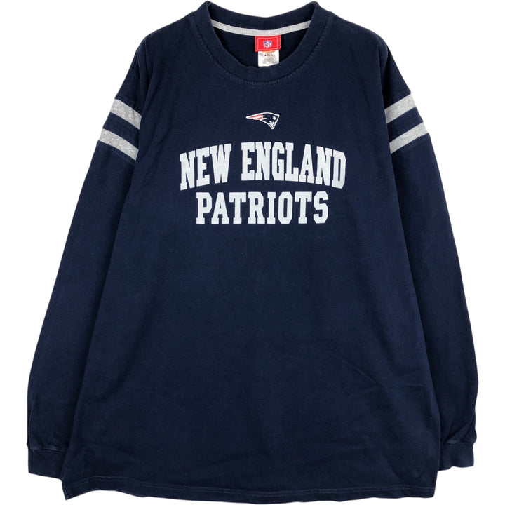 NFL New England Patriots Long-Sleeve T-Shirt (Men's Size XL) cotton navy blue type Vintage Second Hand