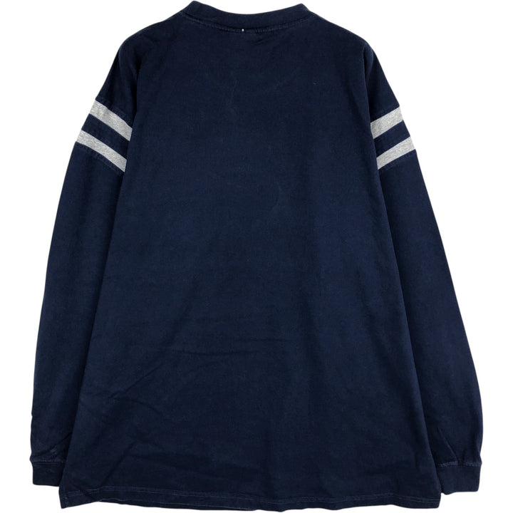 NFL New England Patriots Long-Sleeve T-Shirt (Men's Size XL) cotton navy blue type Vintage Second Hand