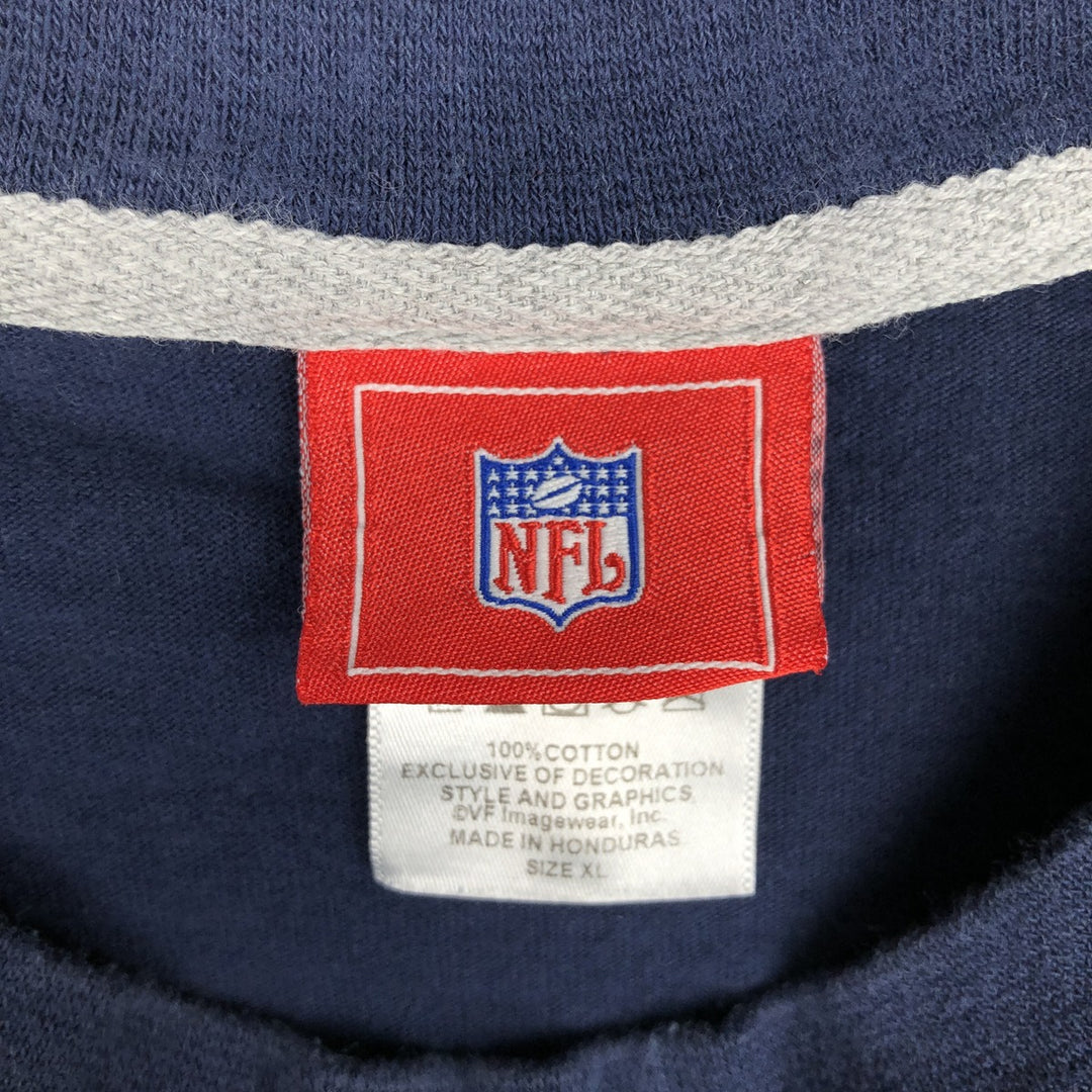 NFL New England Patriots Long-Sleeve T-Shirt (Men's Size XL) cotton navy blue type Vintage Second Hand