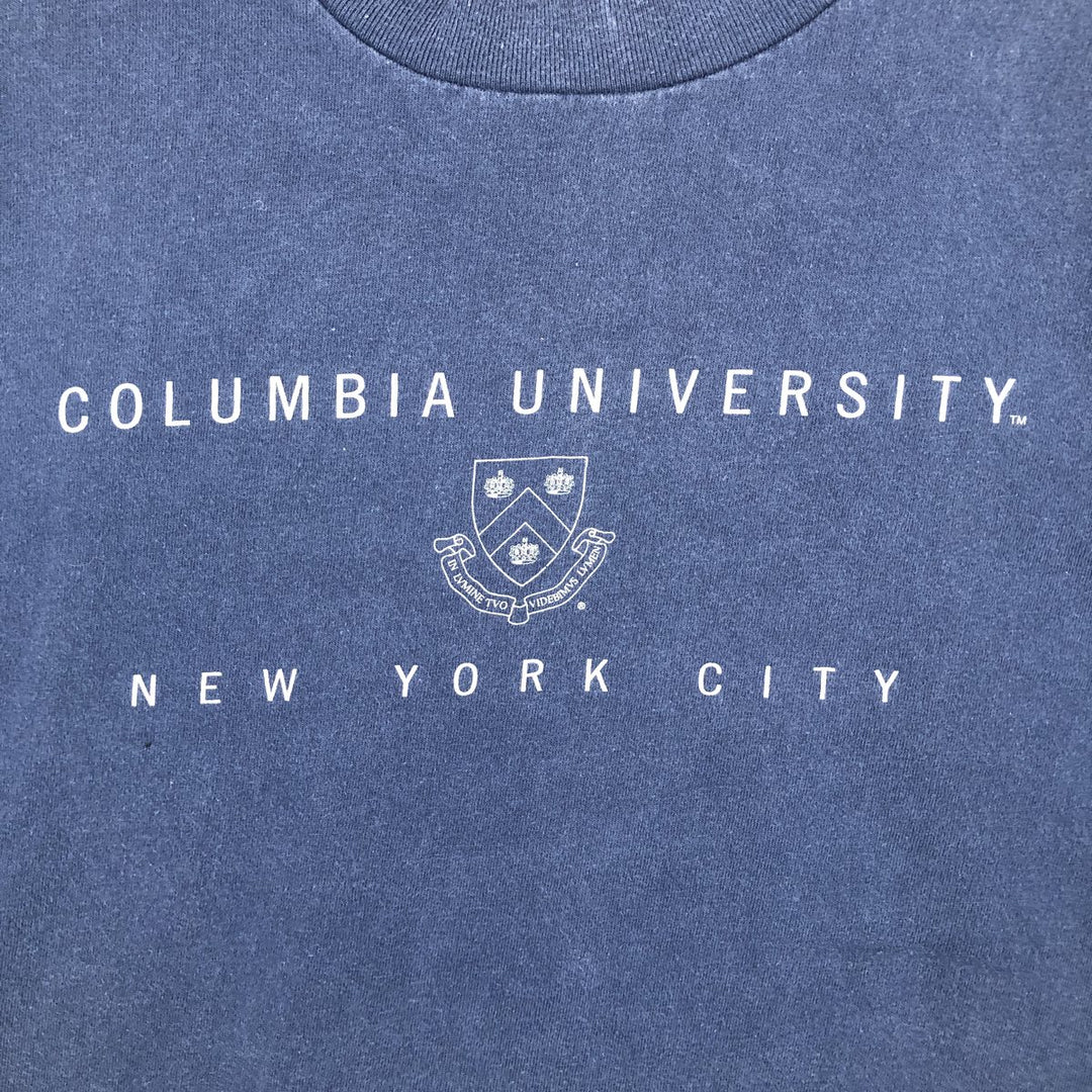 Champion Columbia University College Long-Sleeve T-Shirt (Men's XL equivalent) cotton navy blue type Vintage Second Hand
