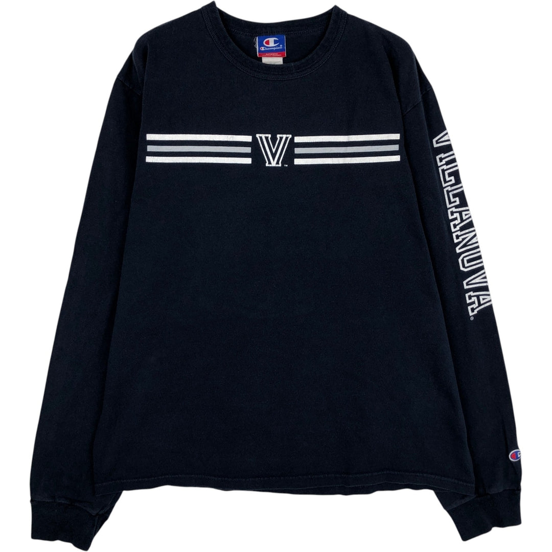 Champion Long-Sleeve T-Shirt (Men's Size L) cotton navy blue type Vintage Second Hand