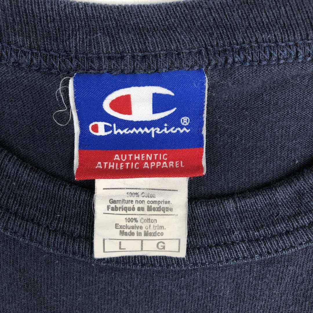 Champion Long-Sleeve T-Shirt (Men's Size L) cotton navy blue type Vintage Second Hand