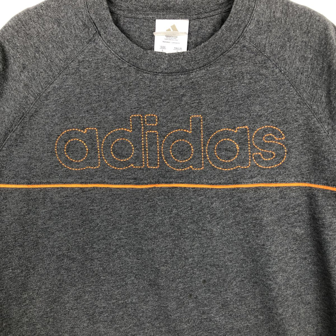 Adidas long-sleeved T-shirt, men's size L cotton gray type Vintage Second Hand