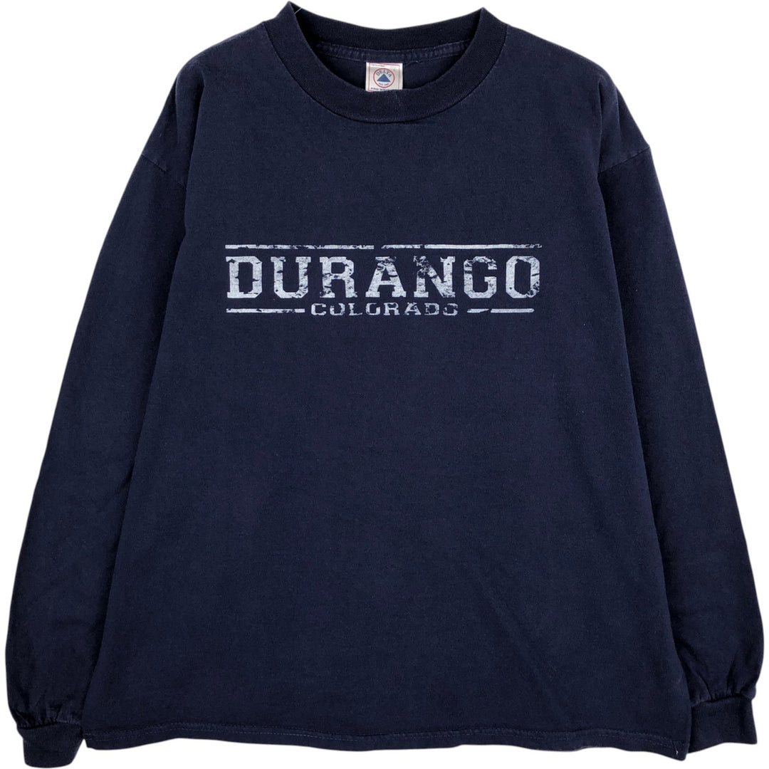 Delta Long-Sleeve T-Shirt (Men's Size L) cotton navy blue type Vintage Second Hand