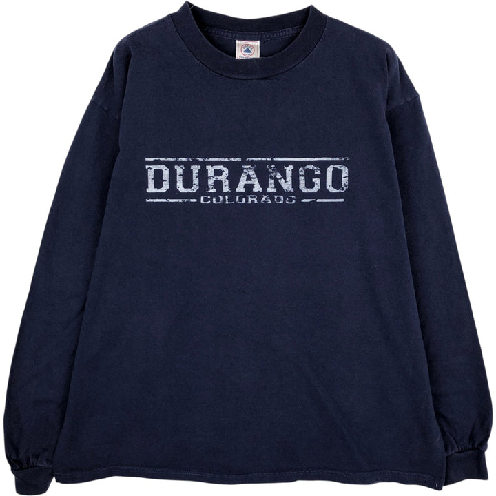Delta Long-Sleeve T-Shirt (Men's Size L) cotton navy blue type Vintage Second Hand