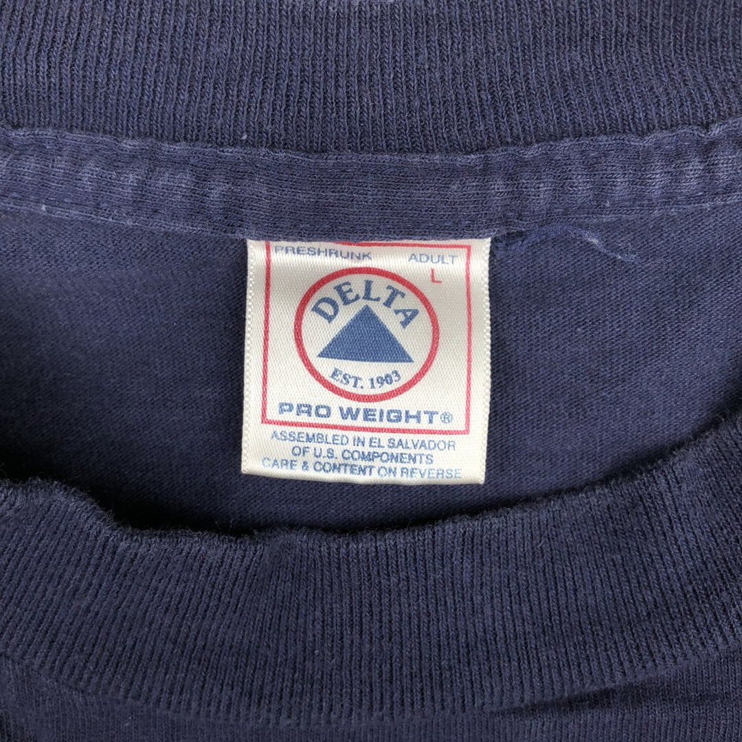Delta Long-Sleeve T-Shirt (Men's Size L) cotton navy blue type Vintage Second Hand