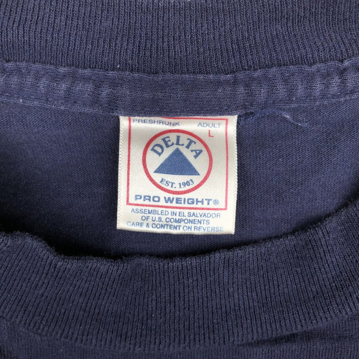 Delta Long-Sleeve T-Shirt (Men's Size L) cotton navy blue type Vintage Second Hand