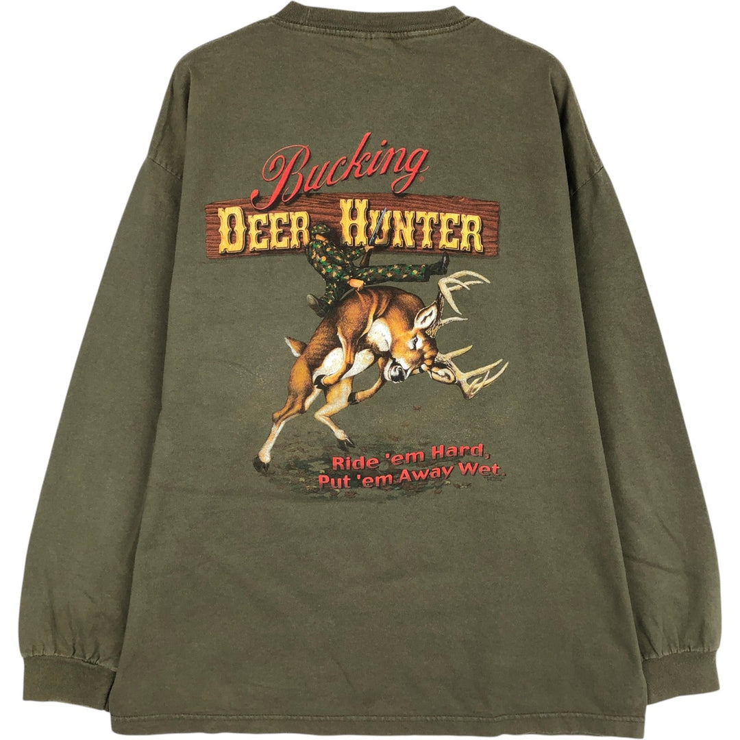 ALSTYLE Long T-Shirt, Men's XL cotton Khaki type Vintage Second Hand