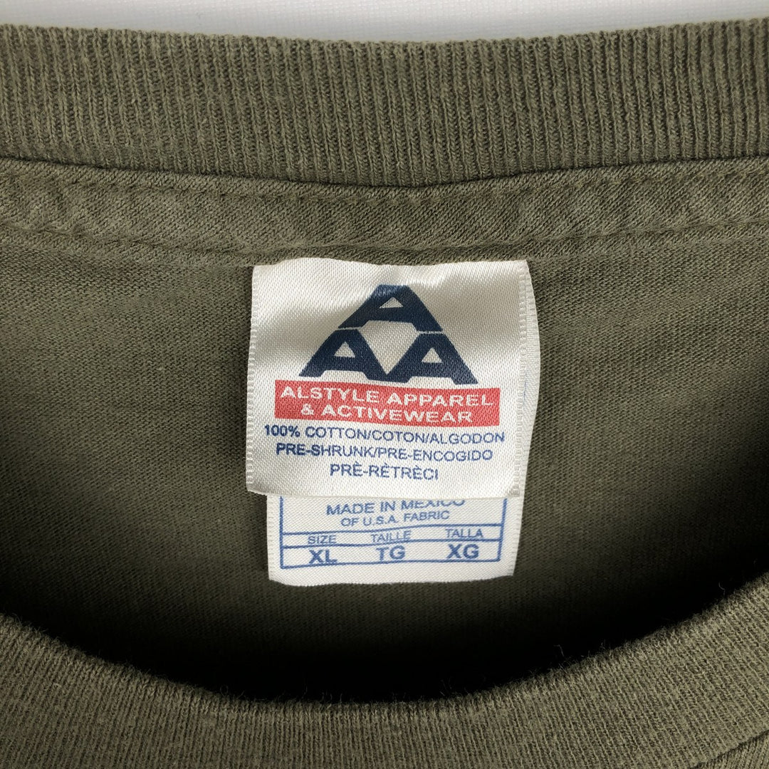 ALSTYLE Long T-Shirt, Men's XL cotton Khaki type Vintage Second Hand