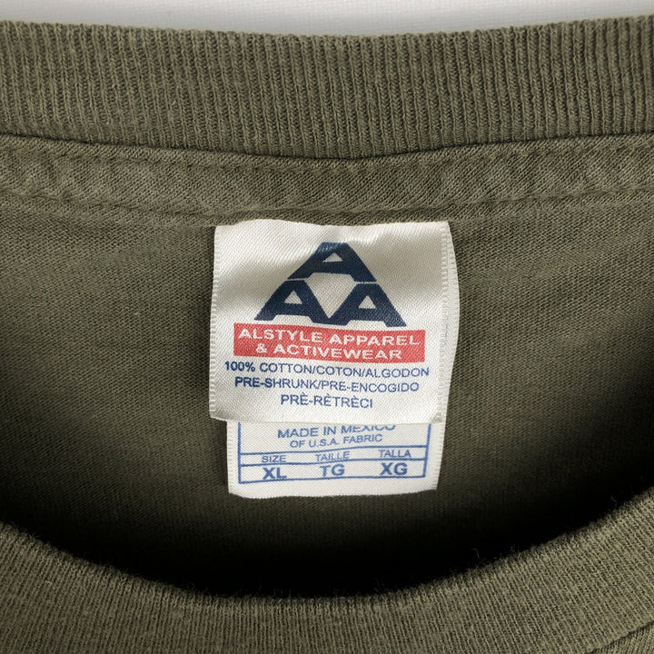 ALSTYLE Long T-Shirt, Men's XL cotton Khaki type Vintage Second Hand