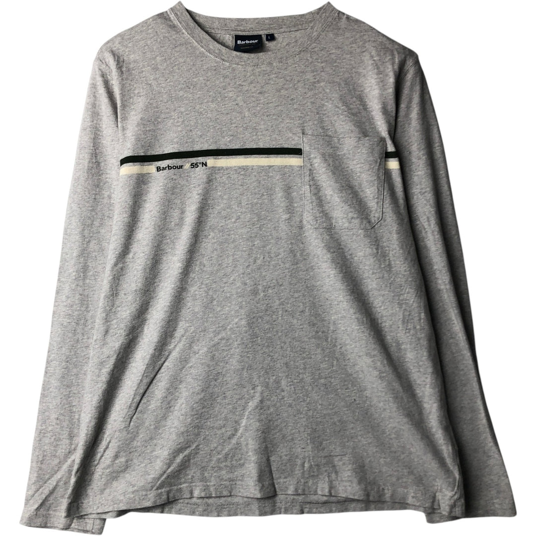 Barbour Tailored Fit Long-Sleeve T-Shirt (Men's Size L) cotton gray type Vintage Second Hand
