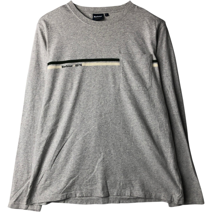 Barbour Tailored Fit Long-Sleeve T-Shirt (Men's Size L) cotton gray type Vintage Second Hand