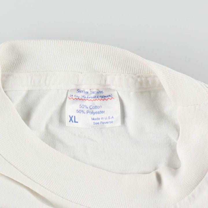 80s-90'S SHOEBOX GREETINGS Print T-Shirt, Made in USA, Men's XL equivalent, Vintage cotton white type Vintage Second Hand
