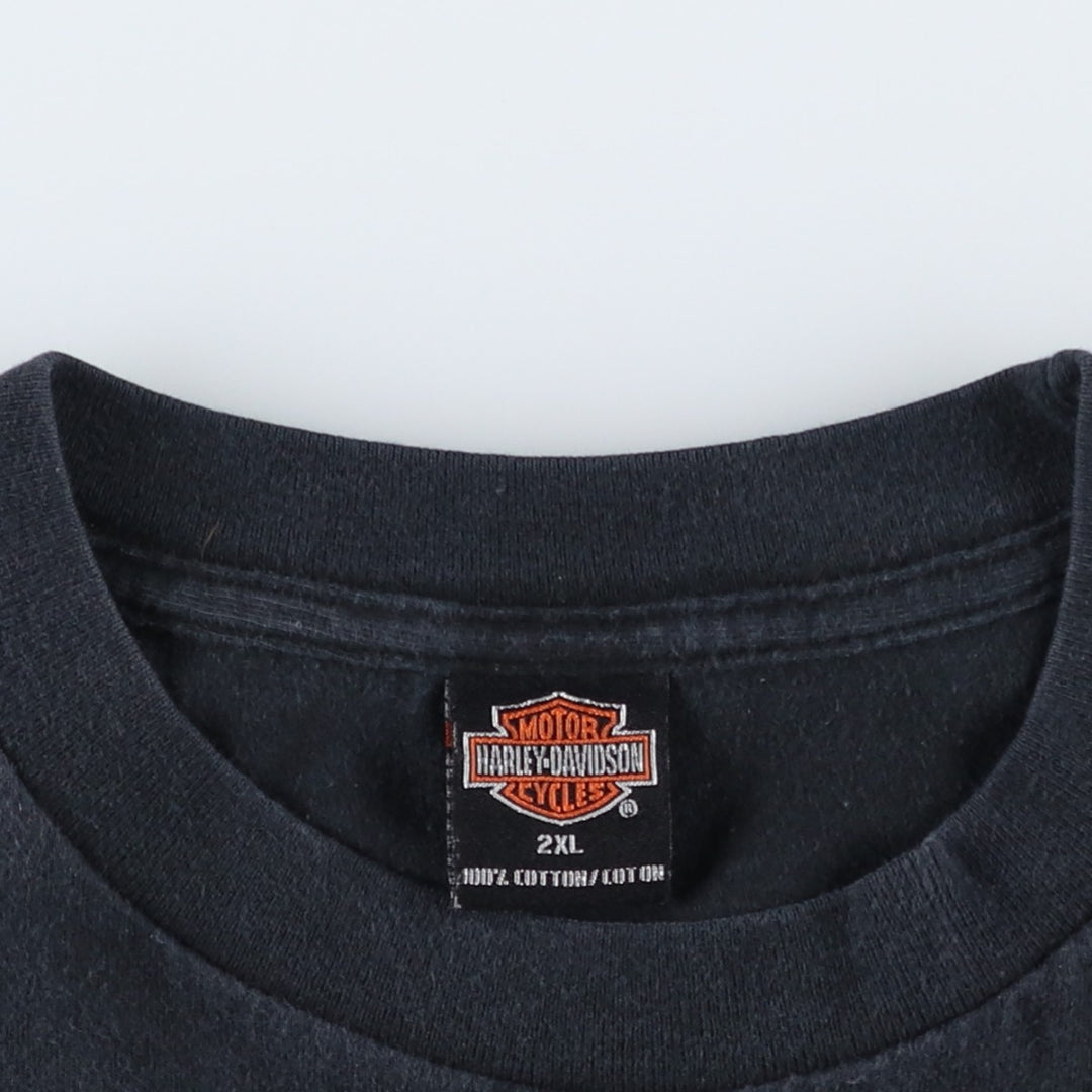 Harley-Davidson Eagle Pattern Motorcycle T-Shirt, Made in USA, Men's XXL (approx.) cotton black type Vintage Second Hand