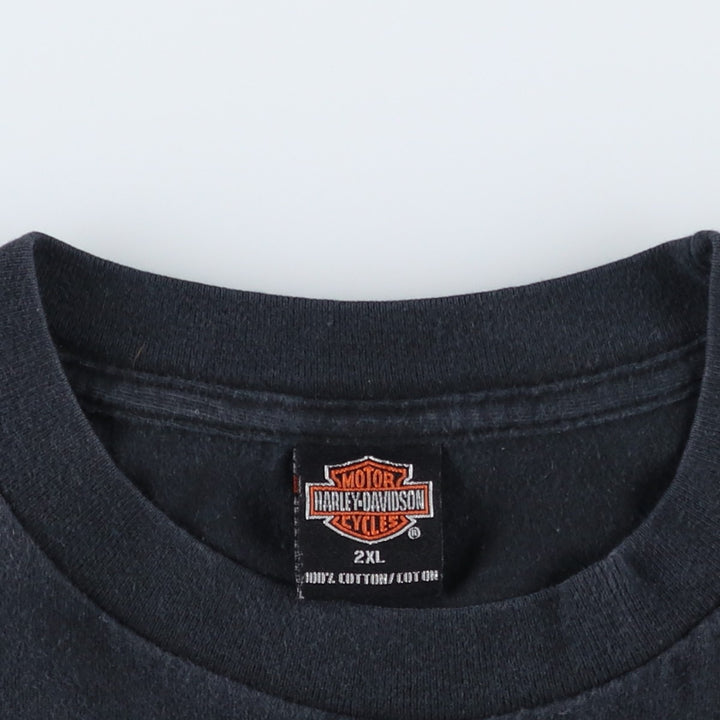 Harley-Davidson Eagle Pattern Motorcycle T-Shirt, Made in USA, Men's XXL (approx.) cotton black type Vintage Second Hand