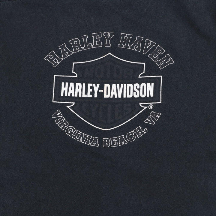 Harley-Davidson Eagle Pattern Motorcycle T-Shirt, Made in USA, Men's XXL (approx.) cotton black type Vintage Second Hand