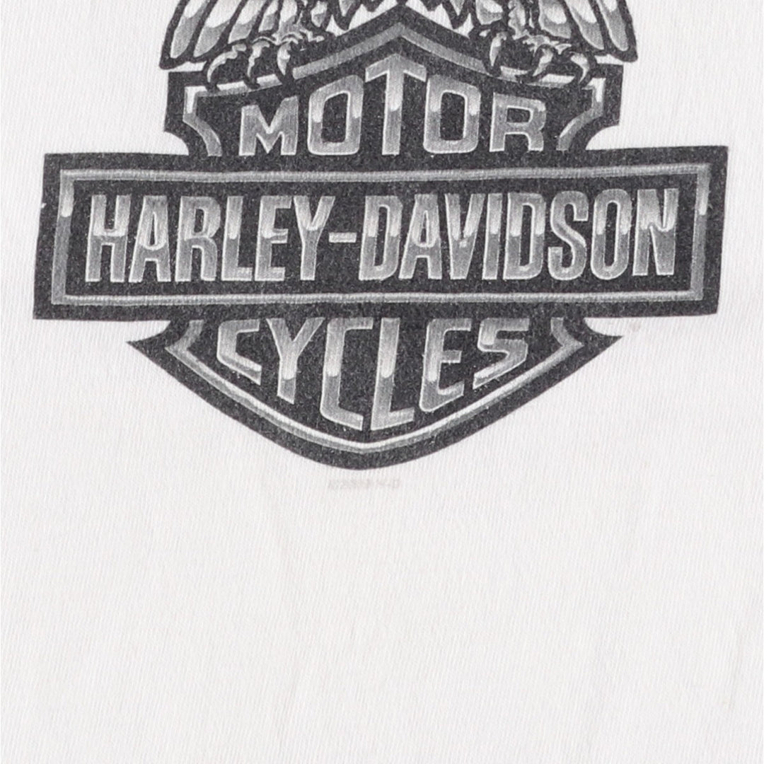 2000'S Harley-Davidson Sleeveless Motorcycle T-Shirt with Eagle Pattern (Men's Size L) cotton white type Vintage Second Hand