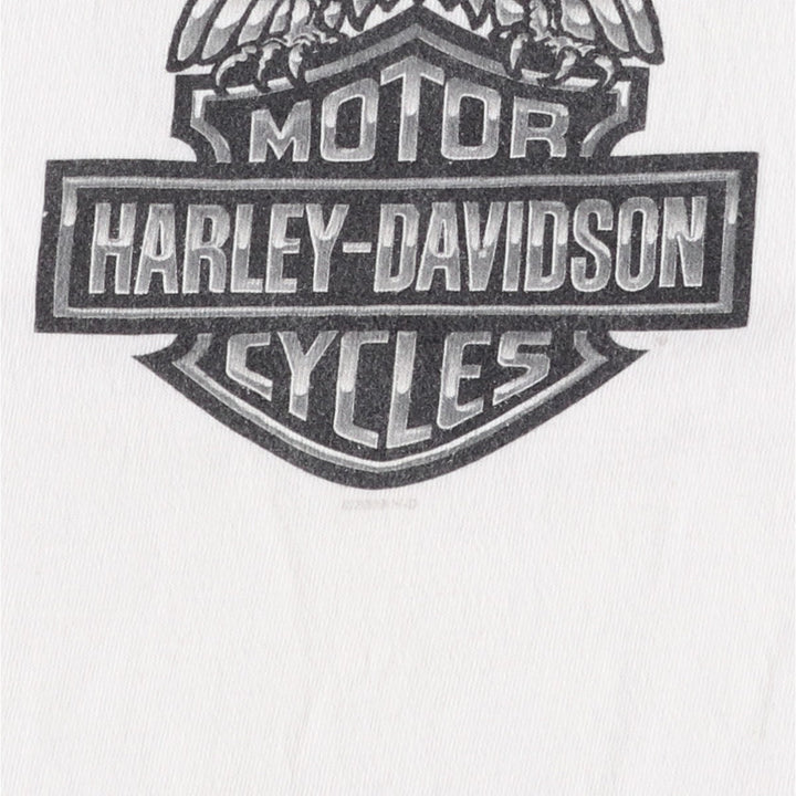 2000'S Harley-Davidson Sleeveless Motorcycle T-Shirt with Eagle Pattern (Men's Size L) cotton white type Vintage Second Hand