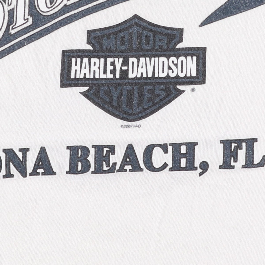 2000'S Harley-Davidson Sleeveless Motorcycle T-Shirt with Eagle Pattern (Men's Size L) cotton white type Vintage Second Hand