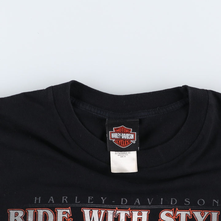 Harley-Davidson Motorcycle T-Shirt, Made in USA, Men's Size XL (Equivalent), Vintage. cotton white type Vintage Second Hand